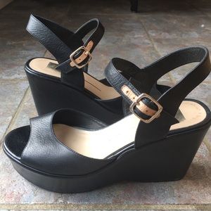 DolceVita Black Leather Platform Sandals 8
